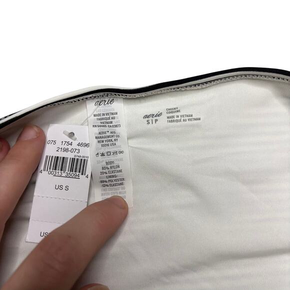 NWT Aerie Striped Cheeky Bikini Bottom Black White Low Rise Swim S - Picture 5 of 6